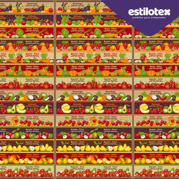 Tecido Nacional Coleção Semaninha Frutas e Legumes Estilotex (0)