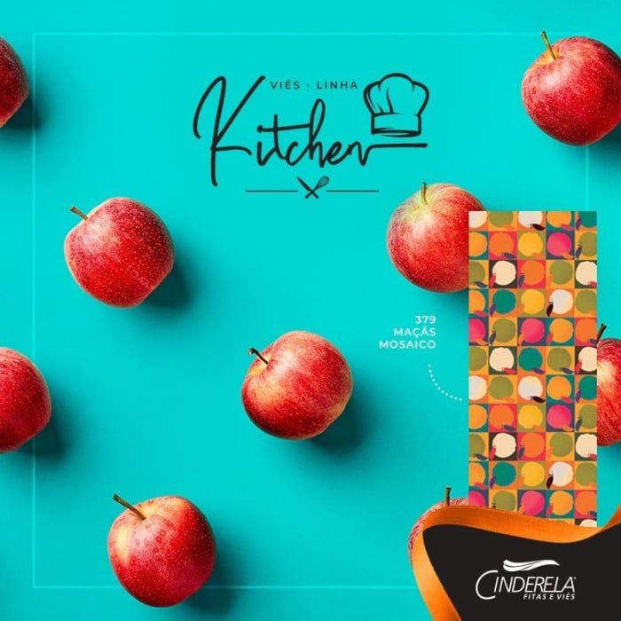 Viés Cinderela Popeline Kitchen Maçãs (0)