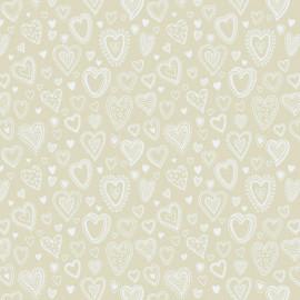 Tecido Nacional Coleção Multi Corações Creme Fabricart (0)
