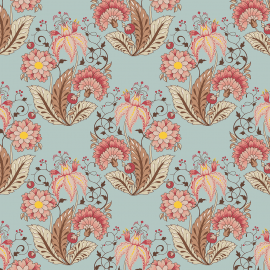 Tecido Nacional Coleção Floral Arabesque Jacobean Acqua Fabricart (0)