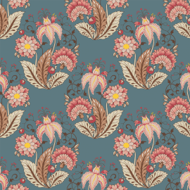 Tecido Nacional Coleção Floral Arabesque Jacobean Petróleo Fabricart (0)