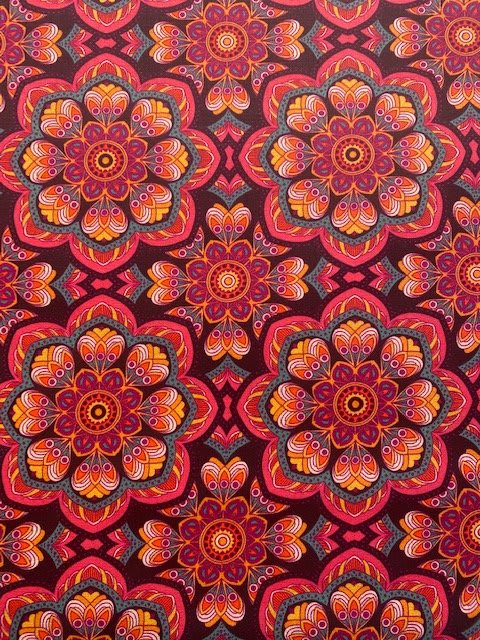Tecido Nacional Coleção Digital Mandalas Fundo Preto