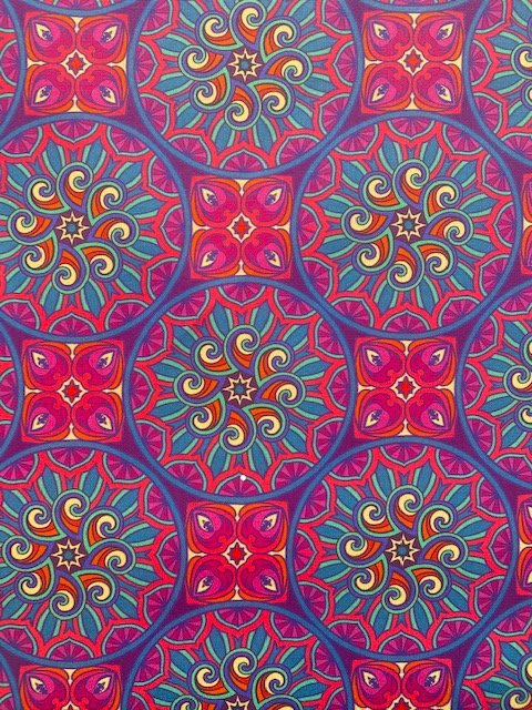 Tecido Nacional Coleção Digital Mandalas Lilás e Pink